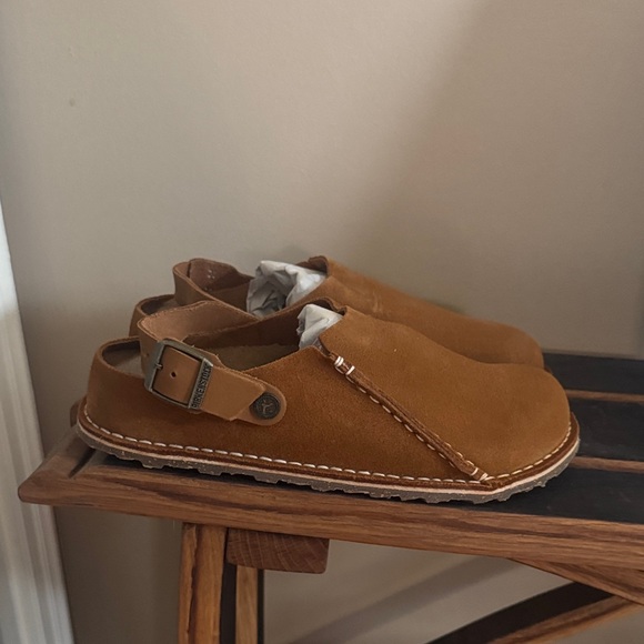 Birkenstock Lutry Tan Suede Slip-Ons NIB size 7 - Picture 2 of 4